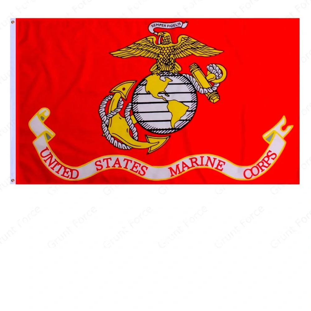 Marine Crops Flag Red Double Sided 3' x 5' Marines Flag NEW 2 Brass Grommets USA